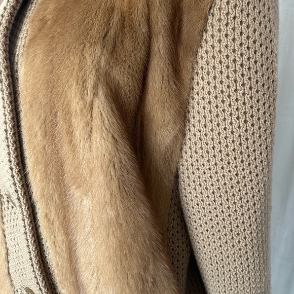Vintage KENT FISHER Baltimore Genuine Mink Fur & Wool Knit Jacket | L/XL - Picture 5 of 10